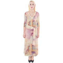 Baby In Clouds Quarter Sleeve Wrap Maxi Dress