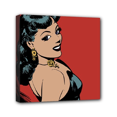 Comic Girl Mini Canvas 6  X 6  (stretched) by vintage2030