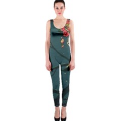 Girl And Flowers One Piece Catsuit