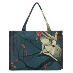 Girl And Flowers Zipper Medium Tote Bag