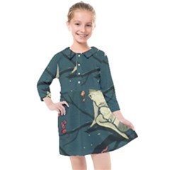 Girl And Flowers Kids  Quarter Sleeve Shirt Dress by vintage2030