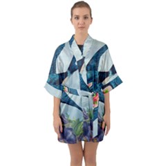 Blue Bird Quarter Sleeve Kimono Robe by vintage2030