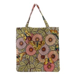 Flower And Butterfly Grocery Tote Bag by vintage2030