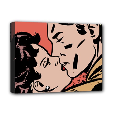 Retrocouplekissing Deluxe Canvas 16  X 12  (stretched) 