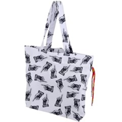 Pointing Finger Pattern Drawstring Tote Bag by Valentinaart