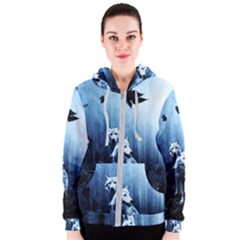 Wolfs Women s Zipper Hoodie by Valentinaart