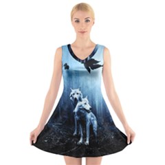 Wolfs V-neck Sleeveless Dress