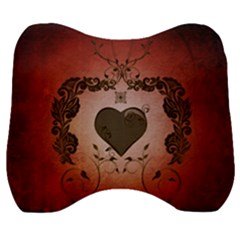 Wonderful Heart With Decorative Elements Velour Head Support Cushion by FantasyWorld7