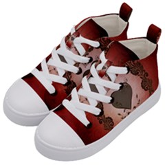 Wonderful Heart With Decorative Elements Kid s Mid-top Canvas Sneakers by FantasyWorld7