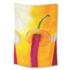 Three Red Chili Peppers Large Tapestry by FunnyCow