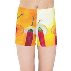 Three Red Chili Peppers Kids Sports Shorts by FunnyCow