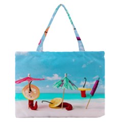 Red Chili Peppers On The Beach Zipper Medium Tote Bag by FunnyCow