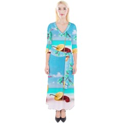 Red Chili Peppers On The Beach Quarter Sleeve Wrap Maxi Dress