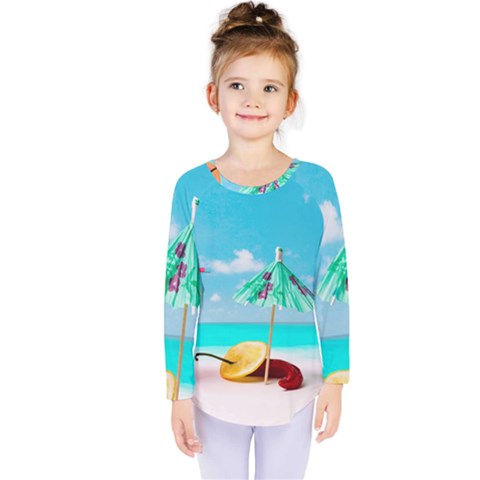 Red Chili Peppers On The Beach Kids  Long Sleeve Tee by FunnyCow