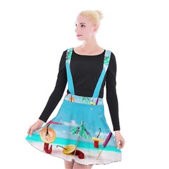 Red Chili Peppers On The Beach Suspender Skater Skirt by FunnyCow