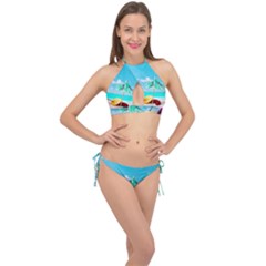 Red Chili Peppers On The Beach Cross Front Halter Bikini Set by FunnyCow