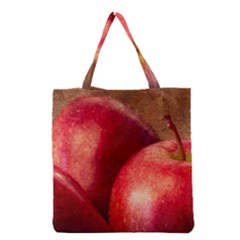 Three Red Apples Grocery Tote Bag by FunnyCow