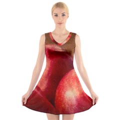 Three Red Apples V-neck Sleeveless Dress by FunnyCow