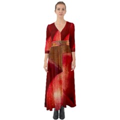 Three Red Apples Button Up Boho Maxi Dress by FunnyCow