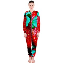 Red Strawberries Onepiece Jumpsuit (ladies)  by FunnyCow