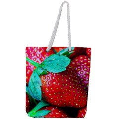 Red Strawberries Full Print Rope Handle Tote (large) by FunnyCow