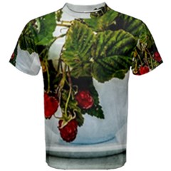 Red Raspberries In A Teacup Men s Cotton Tee by FunnyCow