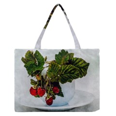 Red Raspberries In A Teacup Zipper Medium Tote Bag by FunnyCow