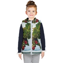 Red Raspberries In A Teacup Kid s Hooded Puffer Vest by FunnyCow