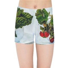 Red Raspberries In A Teacup Kids Sports Shorts by FunnyCow