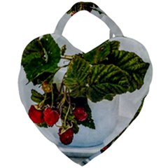 Red Raspberries In A Teacup Giant Heart Shaped Tote by FunnyCow