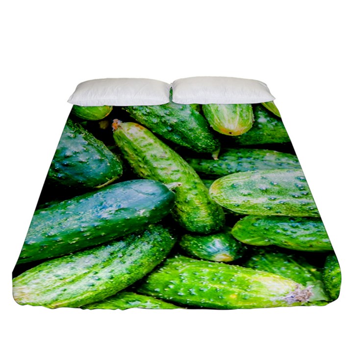 Pile Of Green Cucumbers Fitted Sheet (California King Size)