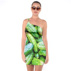 Pile Of Green Cucumbers One Soulder Bodycon Dress by FunnyCow