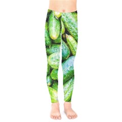 Pile Of Green Cucumbers Kids  Legging by FunnyCow