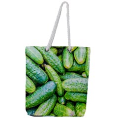 Pile Of Green Cucumbers Full Print Rope Handle Tote (large) by FunnyCow
