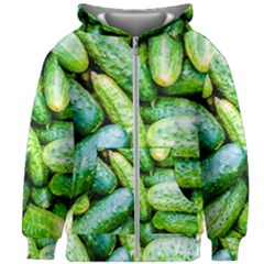 Pile Of Green Cucumbers Kids Zipper Hoodie Without Drawstring by FunnyCow