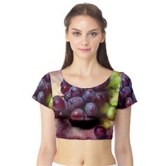 Red And Green Grapes Short Sleeve Crop Top by FunnyCow