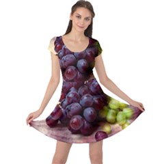 Red And Green Grapes Cap Sleeve Dress by FunnyCow