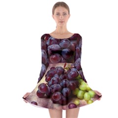 Red And Green Grapes Long Sleeve Skater Dress by FunnyCow