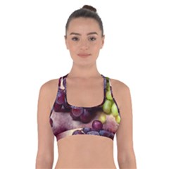 Red And Green Grapes Cross Back Sports Bra by FunnyCow