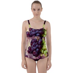 Red And Green Grapes Twist Front Tankini Set by FunnyCow