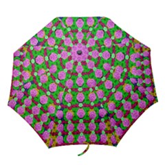 Roses And Other Flowers Love Harmony Folding Umbrellas by pepitasart