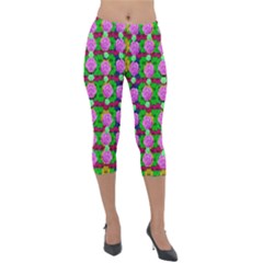 Roses And Other Flowers Love Harmony Lightweight Velour Capri Leggings  by pepitasart