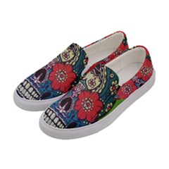 Mexican Skull Women s Canvas Slip Ons by alllovelyideas