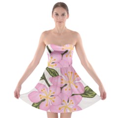 Pink Flowers Strapless Bra Top Dress by lwdstudio