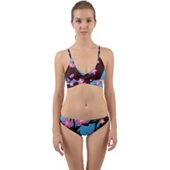 Cherry Blossom Branches Wrap Around Bikini Set