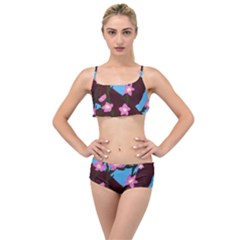 Cherry Blossom Branches Layered Top Bikini Set by lwdstudio