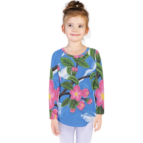 Cherry Blossoms Kids  Long Sleeve Tee by lwdstudio