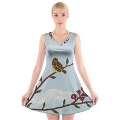 Robin On Plumb Tree V-neck Sleeveless Dress by lwdstudio