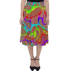 Colorful Wavy Shapes                                           Folding Skater Skirt by LalyLauraFLM