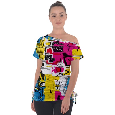 Distorted Shapes                                      Off Shoulder Tie-up Tee by LalyLauraFLM